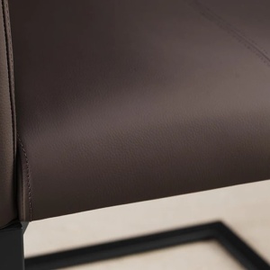Scaun cu brate, Metal, Piele Naturala, Gri Taupe, SAMSON A-45175 VC - Img 4