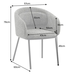 Scaun cu cotiere FLORENZ, material textil gri structurat - Img 2