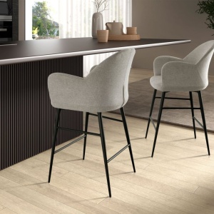 Scaun de bar design LUX, Metal, Tesatura, Light grey - Img 7