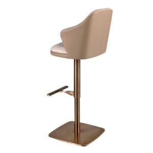 Scaun de bar pivotant cu inaltime reglabila Stool crem/ maro - Img 4