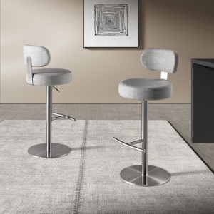Scaun de bar pivotant cu inaltime reglabila Stool gri deschis - Img 5