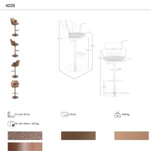 Scaun de bar pivotant cu inaltime reglabila Stool maro - Img 11