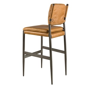 Scaun de bar tapitat cu piele naturala Brown - Img 4