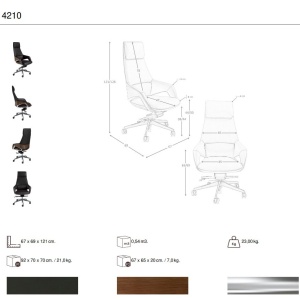 Scaun de birou modern piele sintetica si furnir de nuc Black - Img 9