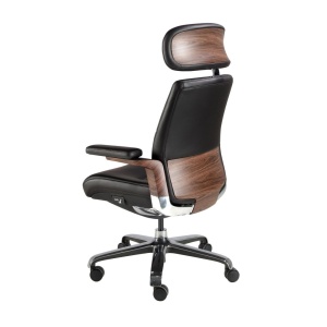 Scaun de birou modern piele sintetica si furnir de nuc Black - Img 4