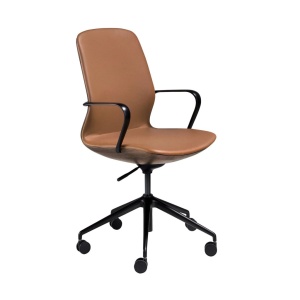 Scaun de birou modern piele sintetica si furnir de nuc Brown