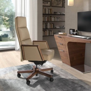 Scaun de birou modern piele sintetica si lemn Mink