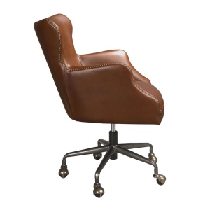 Scaun de birou pivotant design LUX, Piele Naturala, Dark brown - Img 3