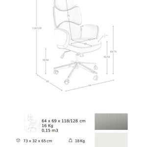 Scaun de birou pivotant design modern Gris-White - Img 10