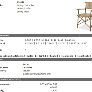 Scaun design clasic din rattan Johor, natur 114647 HZ - Img 6