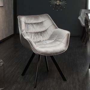 Scaun design retro Dutch Comfort, catifea gri - Img 6
