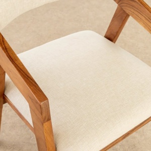 Scaun dining material textil gri deschis si lemn MAMMUT - Img 8