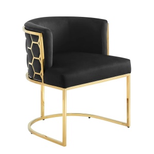 Scaun ELEGANCE catifea neagra, otel inoxidabil auriu