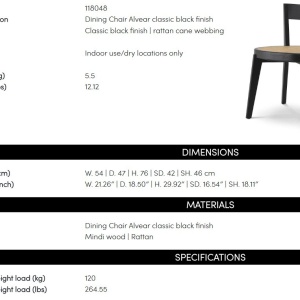Scaun LUX design clasic Alvear negru, ratan - Img 8