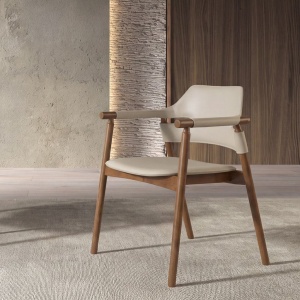 Scaun modern cu sezut si spatar din piele regenerata Sand