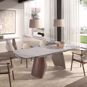 Scaun modern cu sezut si spatar din piele regenerata Sand - Img 8