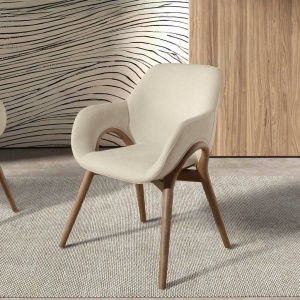 Scaun modern design italian, Lemn, Tesatura, Beige
