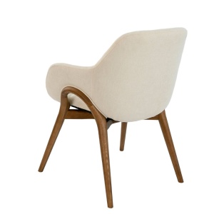 Scaun modern design italian, Lemn, Tesatura, Beige - Img 5