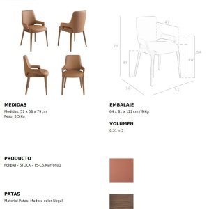 Scaun modern design italian Marron - Img 3