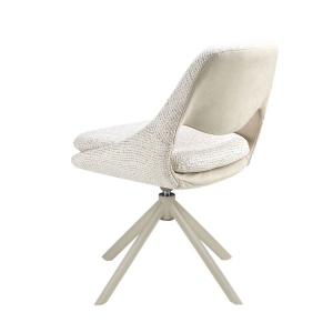 Scaun modern pivotant material textil Off-white and cream - Img 9