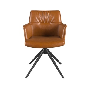 Scaun pivotant design LUX, Piele sintetica, Cognac brown - Img 3