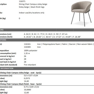 Scaun tapitat design LUX Campus, sisley bej 116371 HZ - Img 5