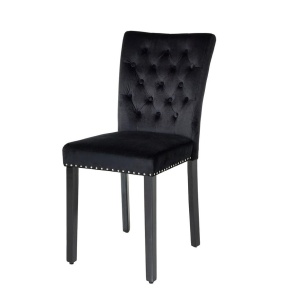 Set 2 scaune Stil Baroc, Catifea, Negru, CASTLE