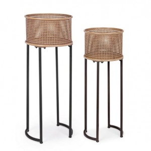 Set de 2 jardiniere, suport si vas metalic pentru flori 0746629 BZ