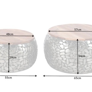 Set de 2 masute design unicat Stone Mosaic, argintiu A-41433 VC - Img 7