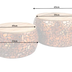 Set de 2 masute design unicat Stone Mosaic, cupru A-41432 VC - Img 3