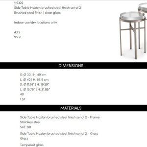 Set de 2 Masute LUX, Otel Periat, Sticla, Hoxton - Img 2