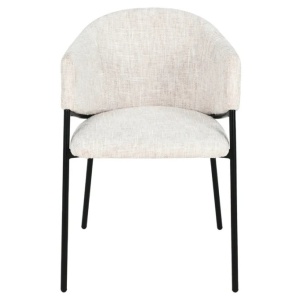 Set de 2 scaune aspect retro, Metal Negru, Chenille Bej, NOBLESSE A-47578 VC - Img 4