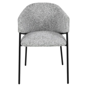 Set de 2 scaune aspect retro, Metal Negru, Chenille Gri, NOBLESSE A-47577 VC - Img 6