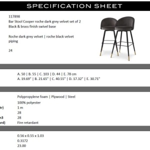 Set de 2 scaune de bar pivotante, design LUX, Bar Stool Cooper gri inchis - Img 7