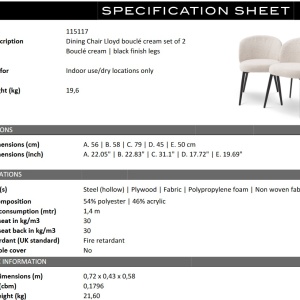 Set de 2 scaune design LUX Lloyd, boucle crem - Img 7