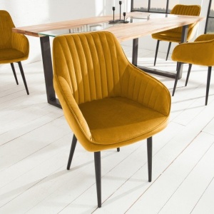 Set de 2 scaune elegante, tapitate Turin galben mustar - Img 3