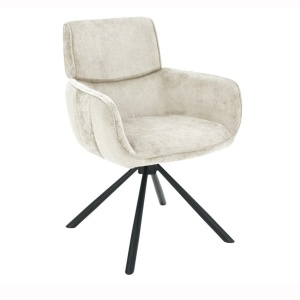 Set de 2 scaune pivotante, Metal Negru, Chenille Sampanie, UNIQUE A-46322 VC