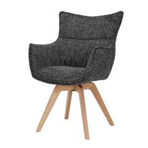 Set de 2 scaune pivotante picioare din lemn VOGUE antracit