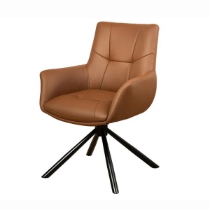 Set de 2 scaune pivotante SIGNATURE piele naturala coniac