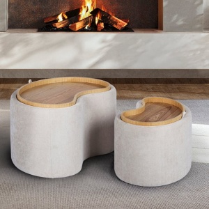 Set de 2 tabureti / Masute cu blat reversibil Robin