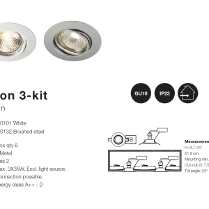 Set de 3 spoturi incastrabile Triton alb 54540101 NL 59956 universul-luminii.ro