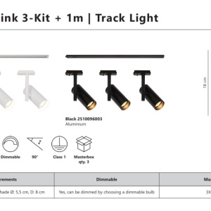 Set, Sina 1 metru Nordlux Link cu 3 Spoturi directionabil Jerome negru 167166 universul-luminii.ro