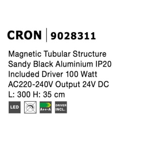 Sistem tubular magnetic-decorativ CRON, negru NVL-9028311 87896 universul-luminii.ro