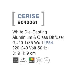 Spot aplicat de exterior IP54 CERISE alb 9cm NVL-9040061 79526 universul-luminii.ro