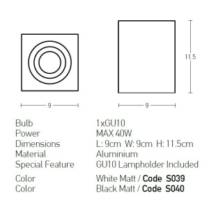 Spot aplicat design modern Cinbu 9x9cm - Img 2