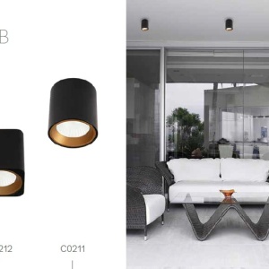 Spot aplicat LED design minimalist TUB negru/auriu - Img 3