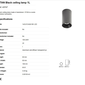 Spot aplicat pentru tavan si plafon design modern STAN negru 83326 universul-luminii.ro