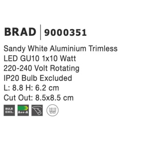 Spot directionabil, incastrabil tavan fals BRAD NVL-9000351 189826 universul-luminii.ro