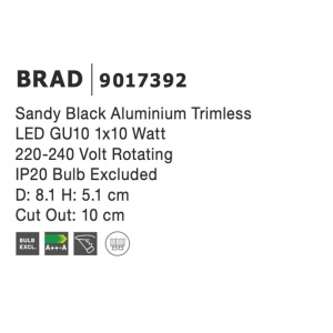 Spot directionabil, incastrabil tavan fals BRAD NVL-9017392 83726 universul-luminii.ro