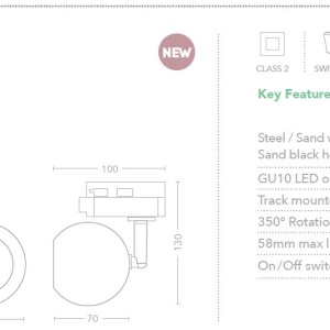 Spot directionabil pentru sina Track Project Collection, Apollo negru 116406 universul-luminii.ro